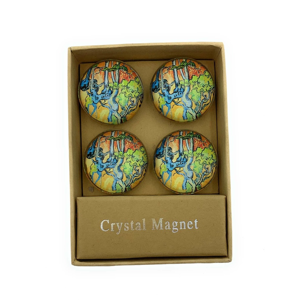 Tree Roos Refrigerator Magnets, Vincent Van Gogh, Set of 4, 1.3" Round